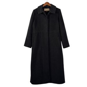Mantello Wool Angora Maxi Coat Sz 12 Charcoal Old Money Quiet Luxury